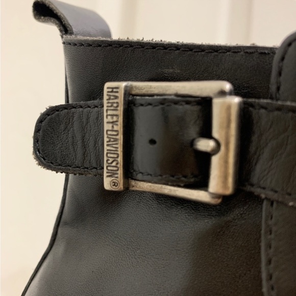 Harley Davidson Women's Black Leather Zip Up High Heel Motorcycle Boots - Picture 11 of 12